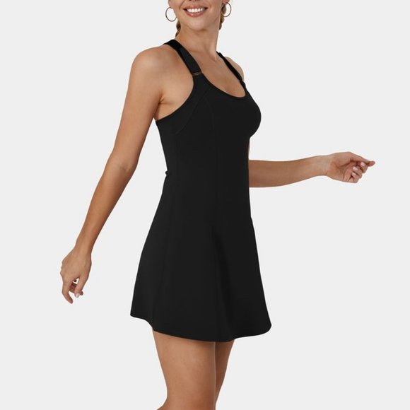 HALARA Dresses & Skirts - Halara Black Adjustable Strap Backless Racerback Cut Out Tennis Dress L NWT